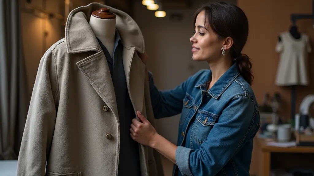 Before and after photo of a coat lining repair showing torn lining transformed into a pristine, professional repair