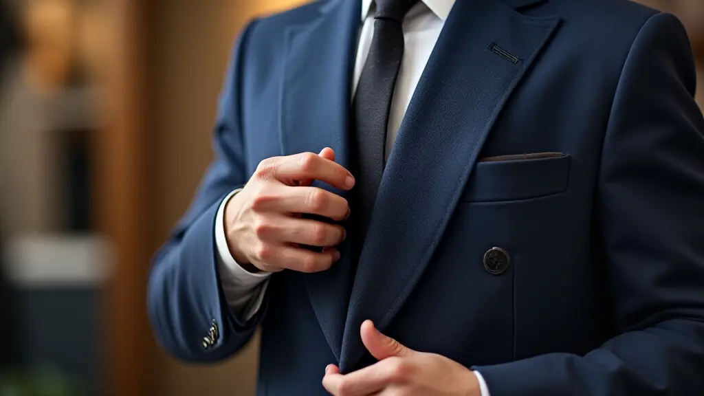 Professional tailor repairing coat lining with precision stitching