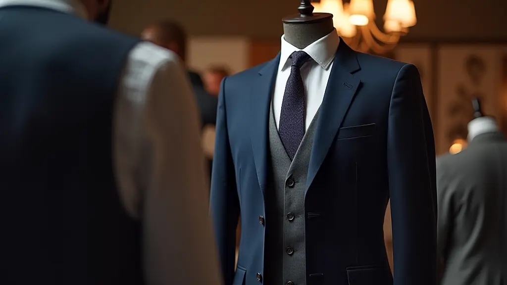 Professional tailor adjusting formal suit jacket for perfect fit