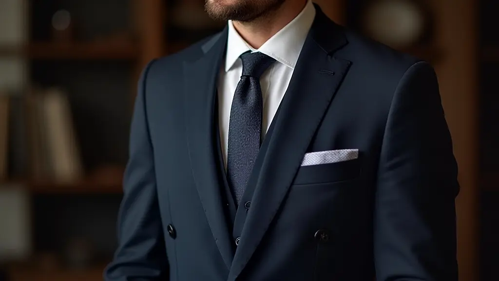 Man confidently wearing perfectly tailored formal suit with crisp lines and proper fit