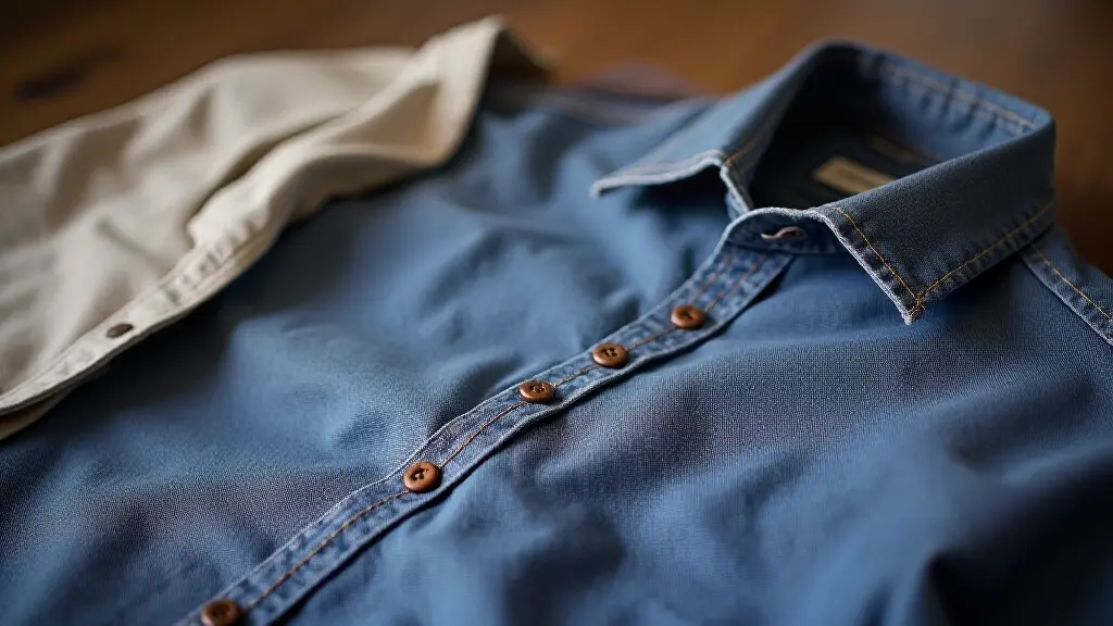 Hand sewing invisible mending technique on a men's dress shirt fabric