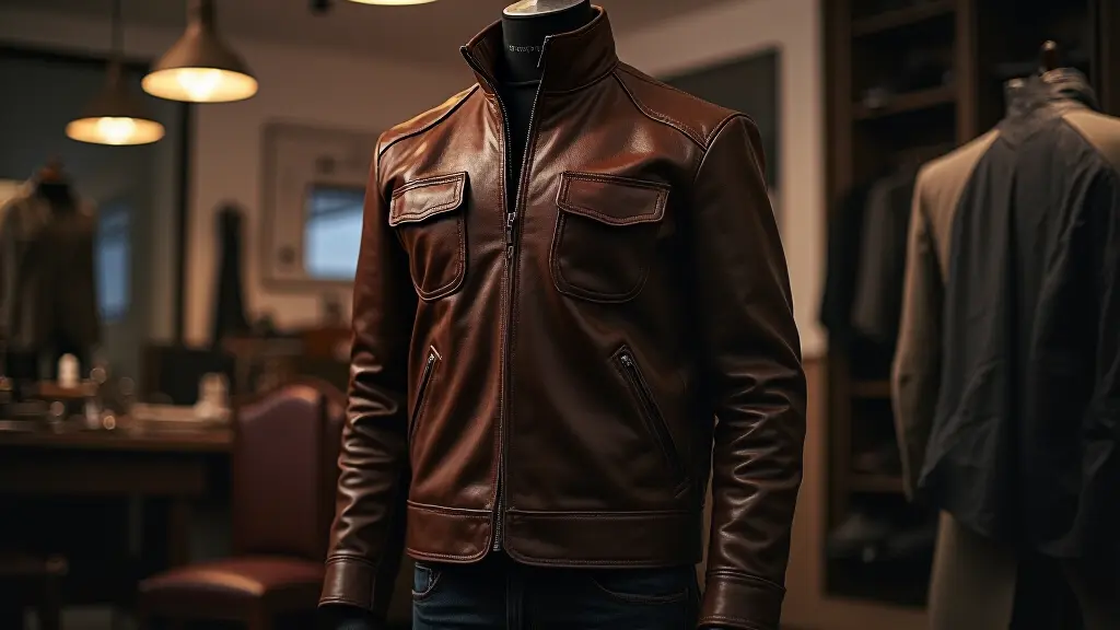 Leather jacket repair technician working on a moto jacket with torn elbow seam