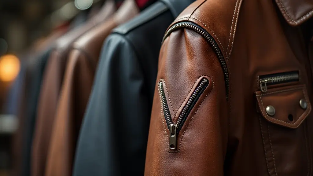 Professional leather jacket repair technician working on a distressed jacket with needle and thread