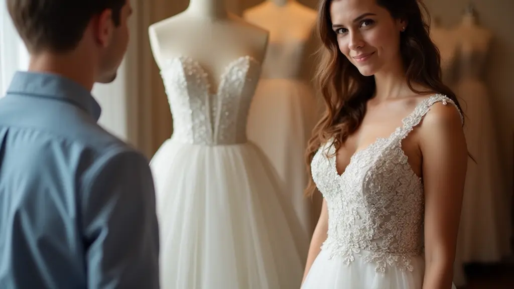 Professional tailor adjusting prom dress hem for perfect fit