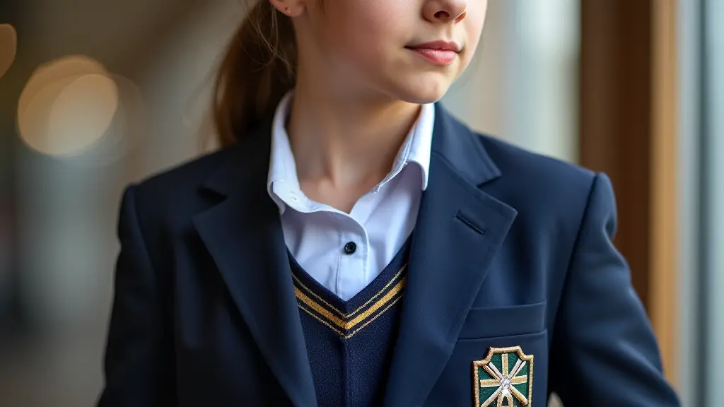 Child wearing perfectly fitted school uniform for special occasion