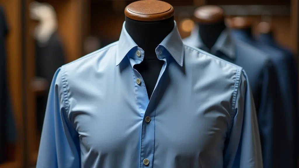 Before and after photo showing a poorly fitting shirt transformed into a perfectly tailored garment