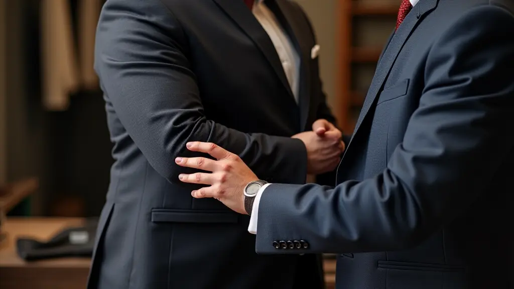 Before and after photo of a blazer with sleeves shortened to perfect length