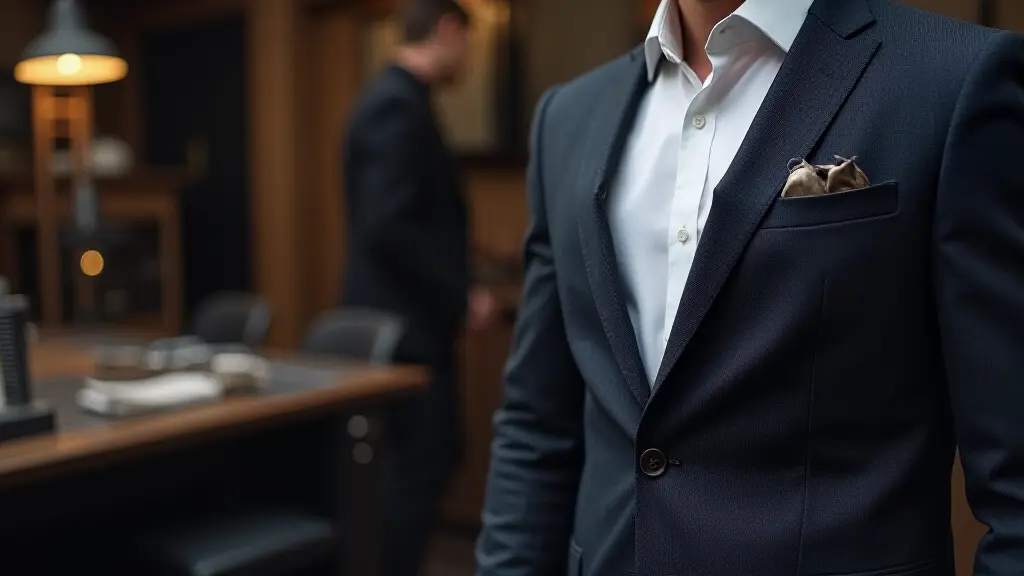 Professional tailor measuring and shortening sleeves of a men's blazer