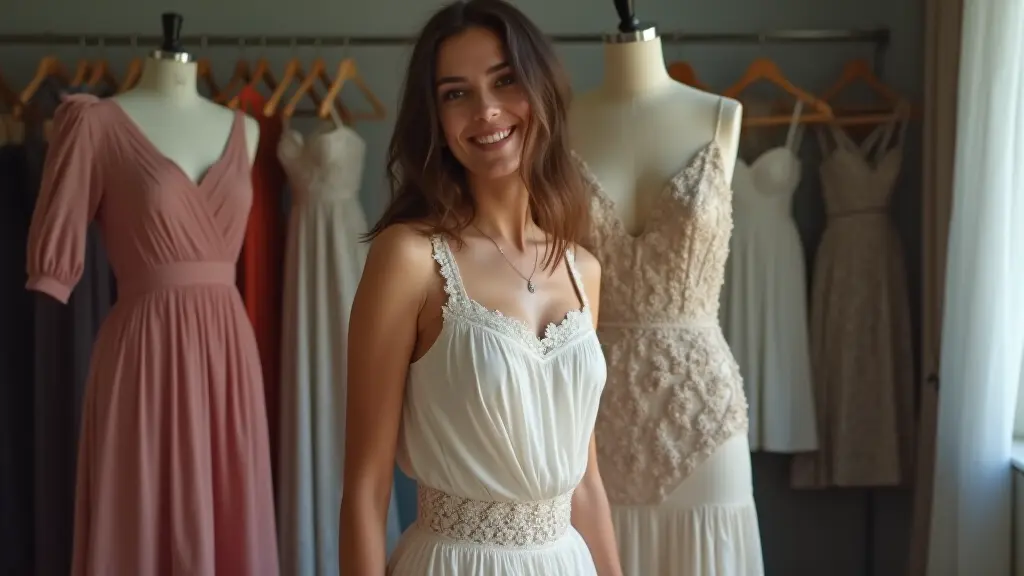 Professional tailor adjusting a woman's dress for perfect fit