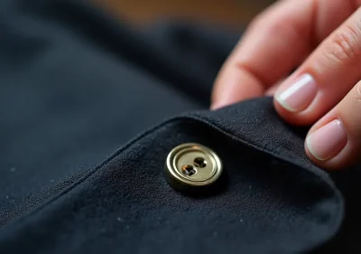 Professional button replacement service on a jacket at Balsini Manchester