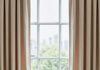 Professional tailor shortening curtains on a sewing machine in Manchester workshop