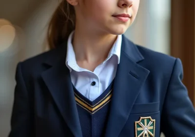 Child wearing perfectly fitted school uniform for special occasion